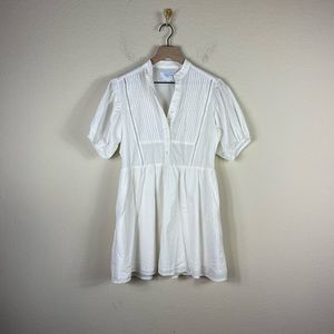 Rochelle Behrens The Shirt White Puff Sleeve Button Down Shirt Dress Size Medium